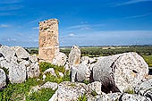 Selinunte the temple hill. Temple ruins crushed to the ground, like a fantastic work of art 